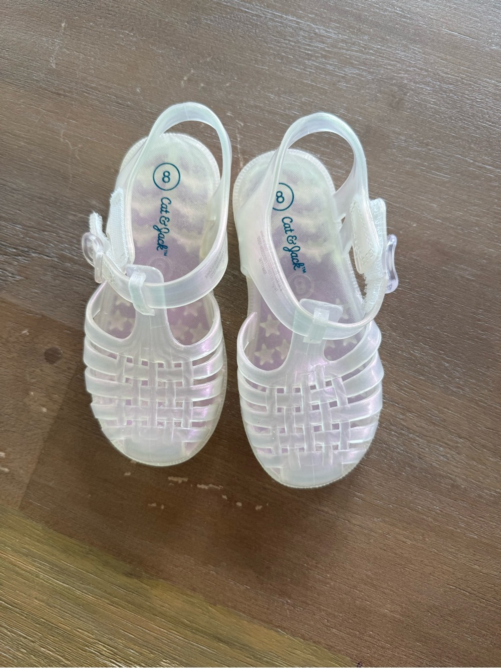 Cat & Jack Iridescent Jelly Sandals in Pearl White
